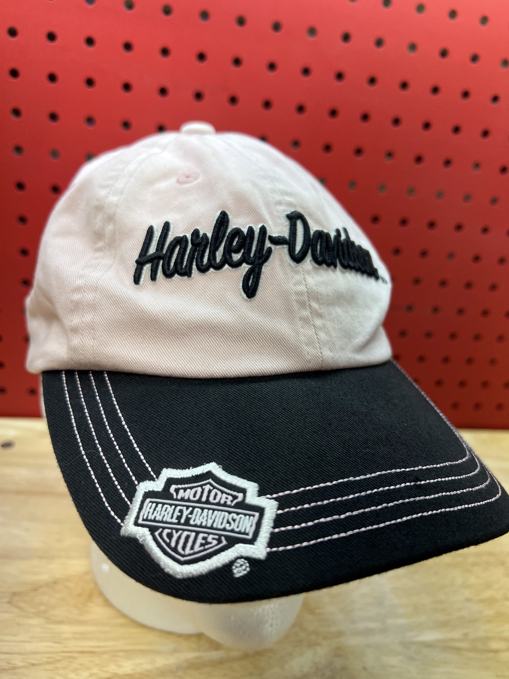 Harley-Davidson Women's Hat Cap Pink Black Embroidered Script Logo Strapback